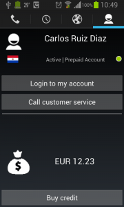Customer information screen